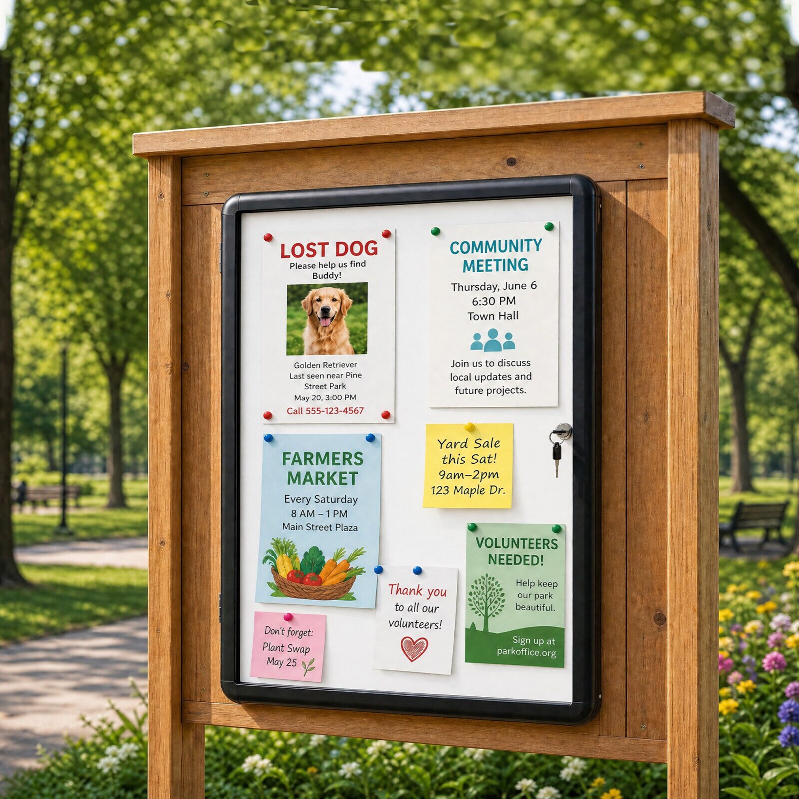 Lukustatav vitriinkapp/infokarp magnetilise ja kirjutatava tagapaneeliga, 84 x 54 cm, must