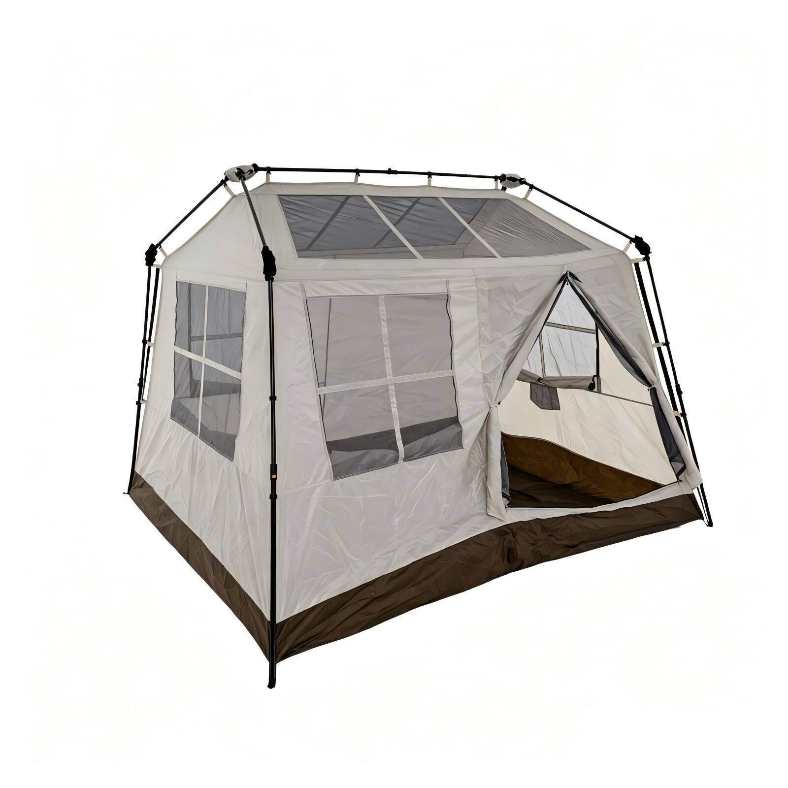 Pop-up telk 4 inimesele. Kokkupandav matkatelk 4 võrgust akna ja 2 katuseaknaga. 275 x 245 x 188 cm.