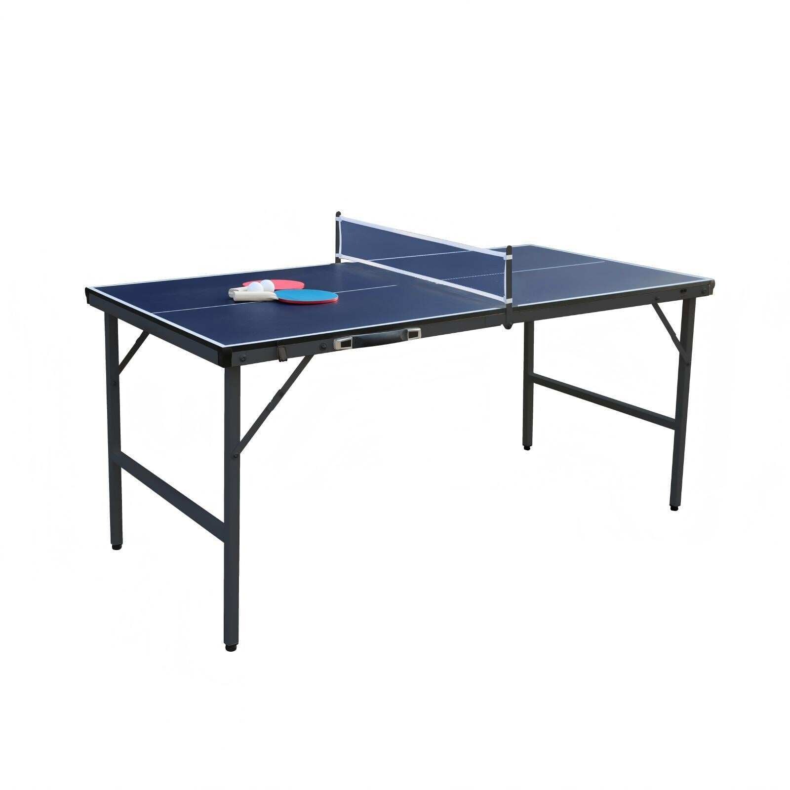 Kokkupandav lauatenniselaud võrguga, 2 laba ja palliga, mini lauatenniselaud, pingpongilaud, sinine