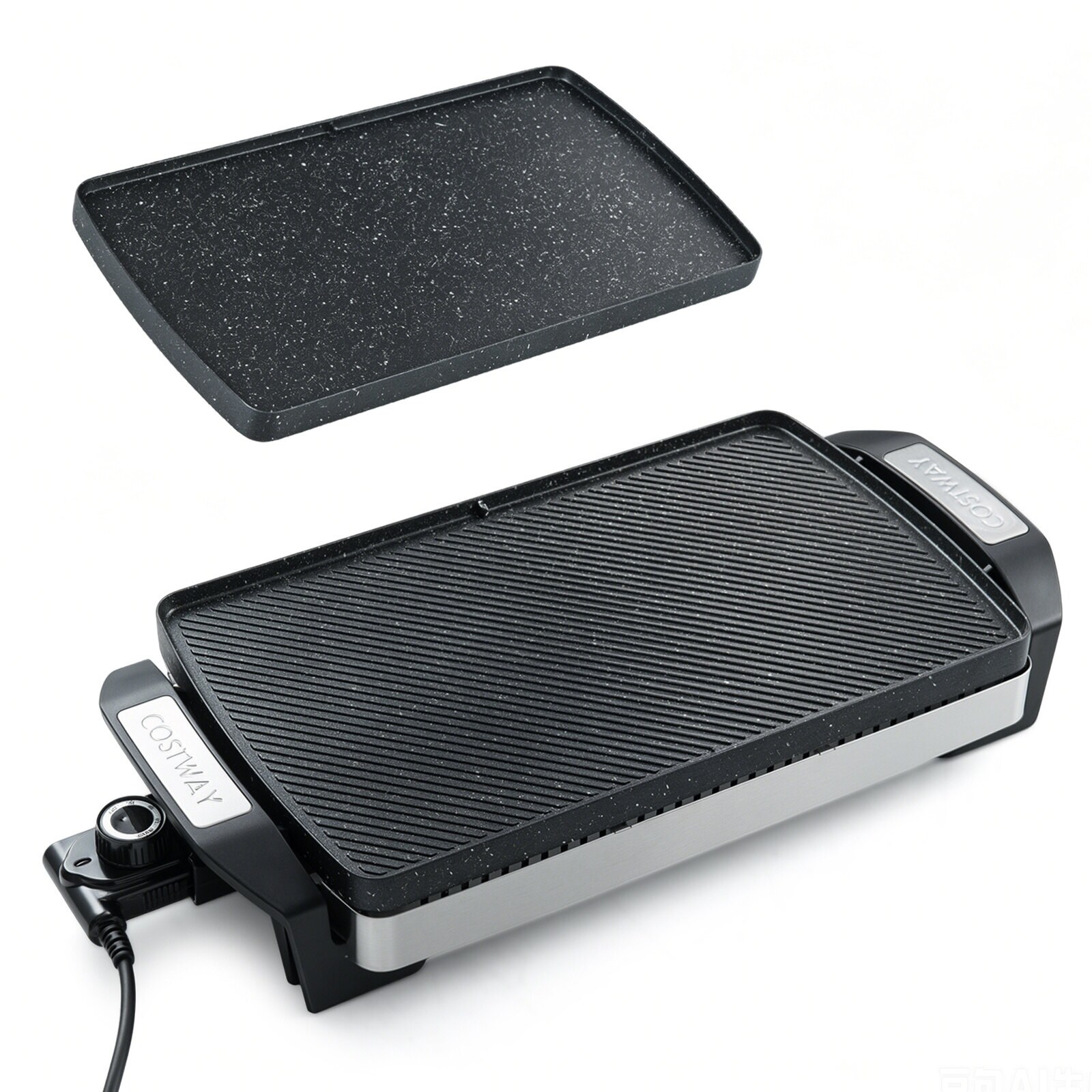1500 W elektriline lauagrill pööratava ja mitmekülgse grillplaadiga, 41 × 25 cm, must