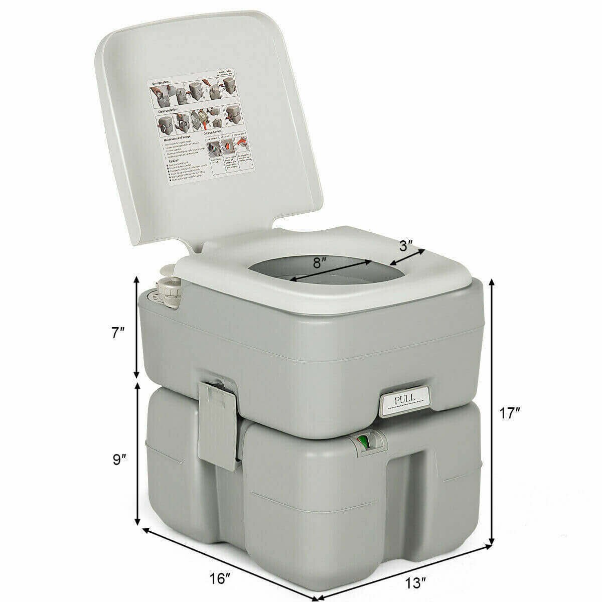 Kaasaskantav matka-WC, 5.3 gallonit
