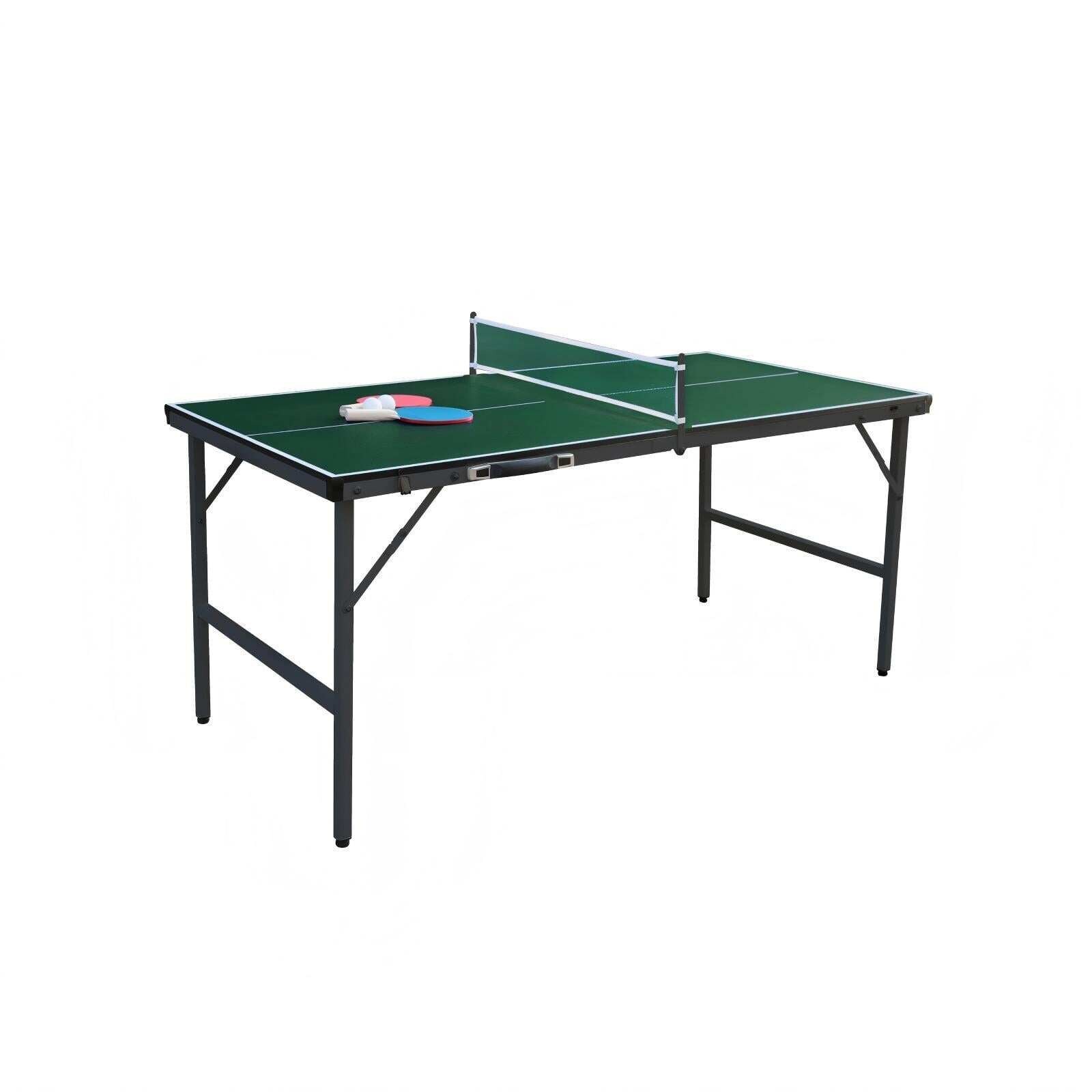 Kokkupandav lauatenniselaud võrguga, 2 laba ja palliga, mini lauatenniselaud, pingpongilaud, roheline