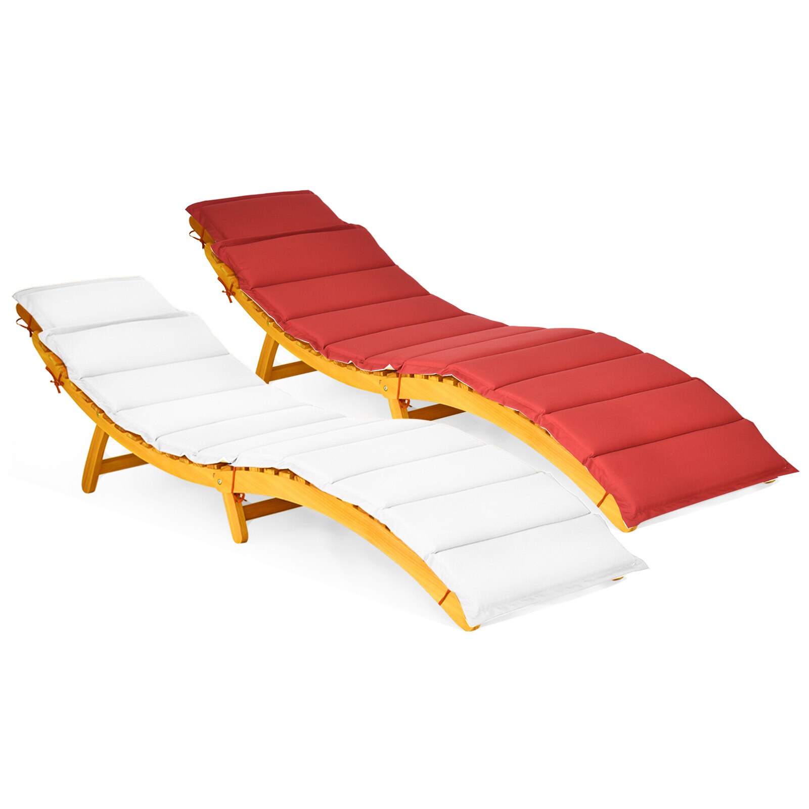 2 ergonoomilise puidust päevitustooli komplekt padja ja kokkupandava peatoega, aiatool 190 x 55 x 52 cm
