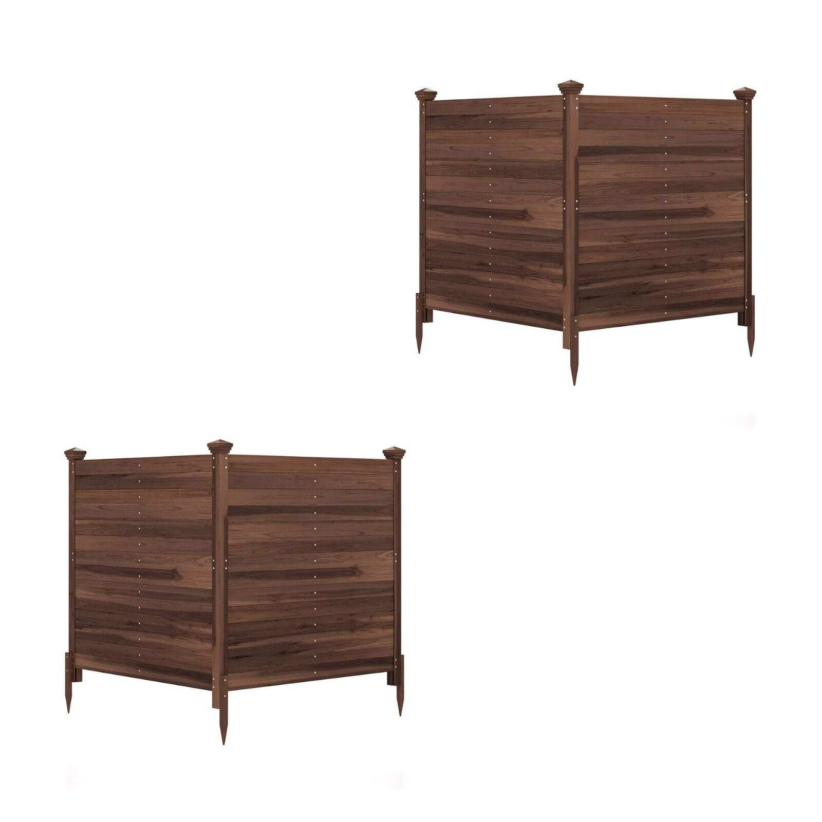 2 privaatsust tagava aiapaneeli komplekt, 119 x 119 cm, kuusepuust aiapiire, 3 postiga puidust välistingimustes kasutatav aed, pruun