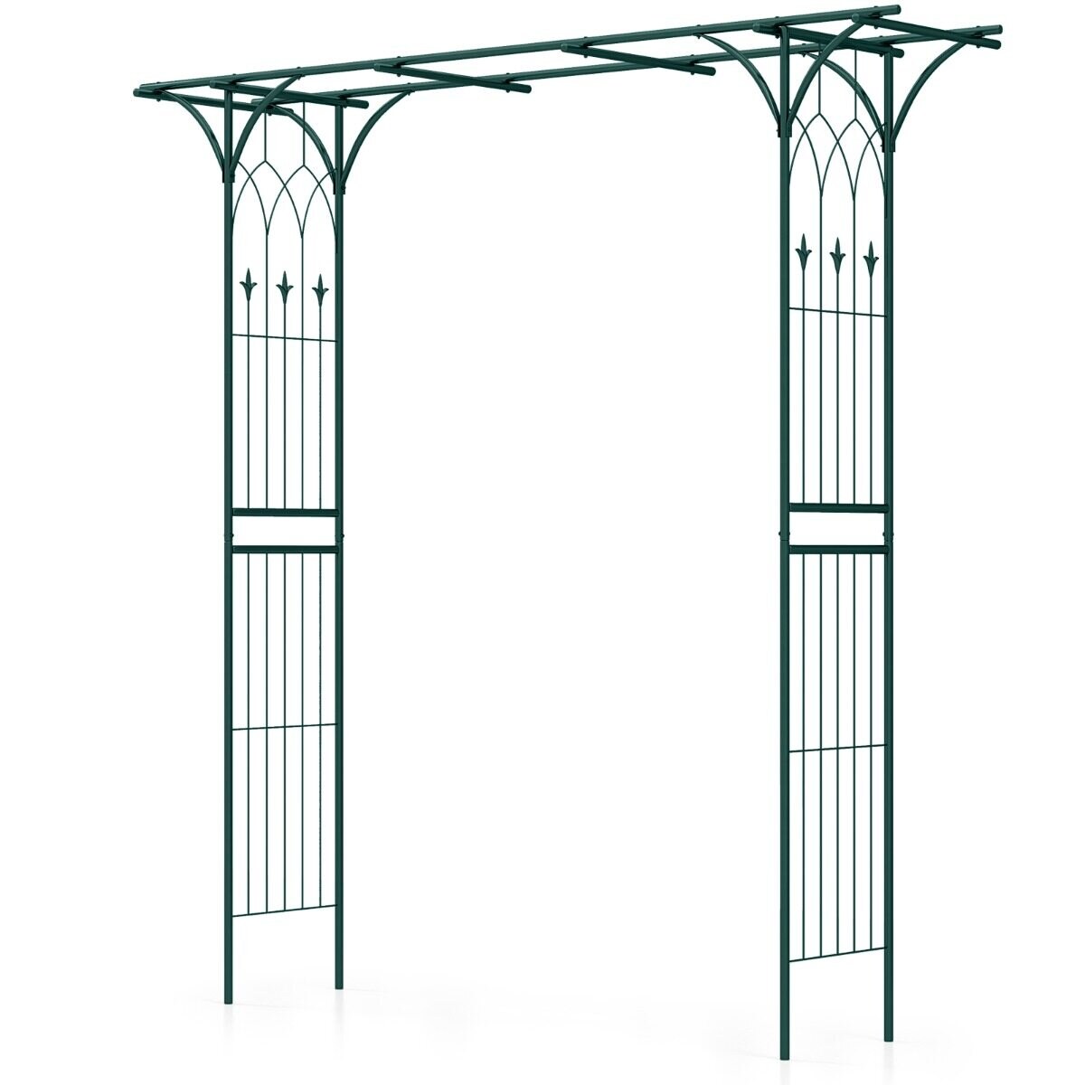Roosikaare metallist aiakaar ronitaimedele, kaarega aed, 205 x 52 x 205 cm, roheline