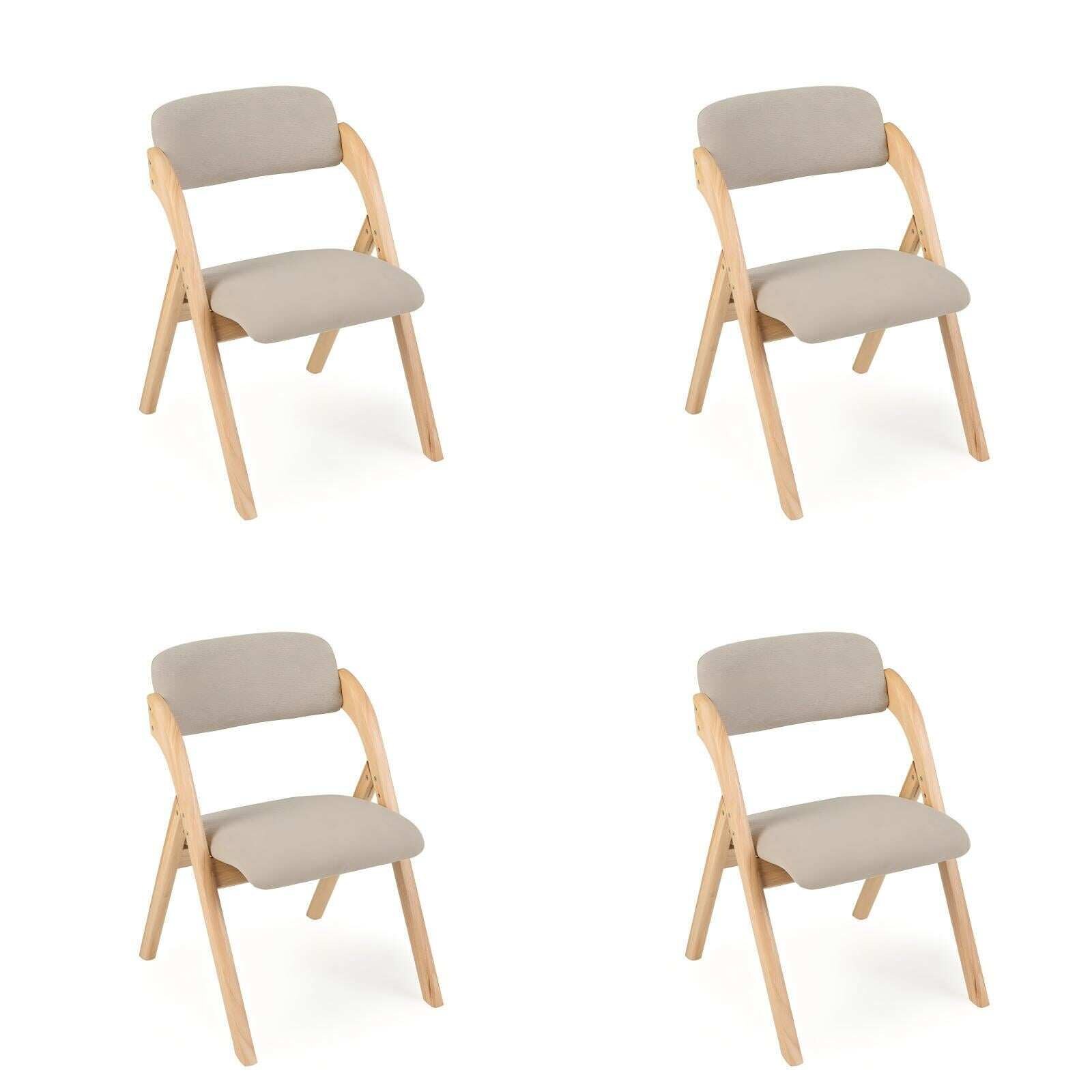 Kokkupandavad söögitoolid, 4 tk, padjaga, beež