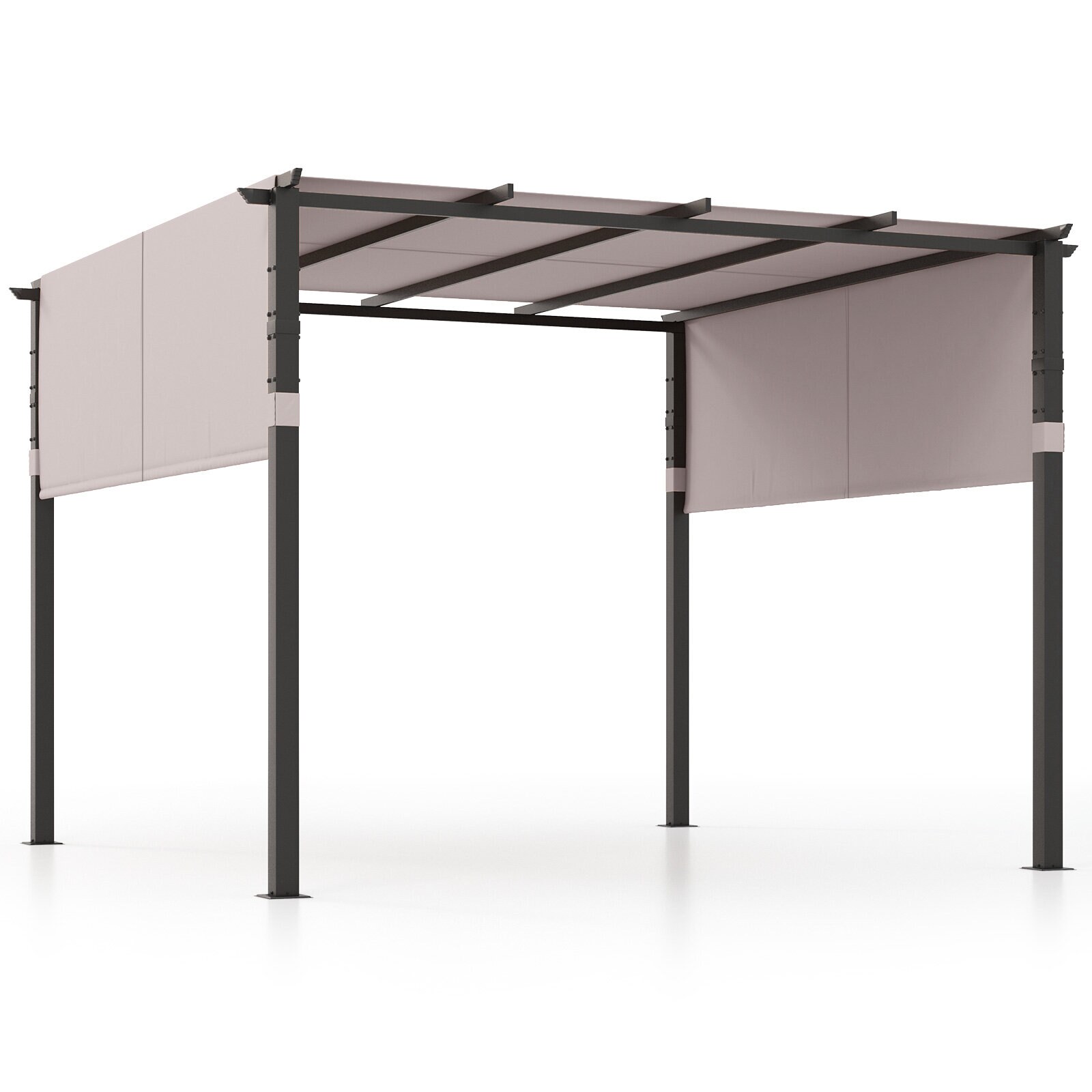 305 cm x 305 cm lameda ülaosaga pergola väljatõmmatava varikatusega aia, basseini ääres ja tagaaias - hall