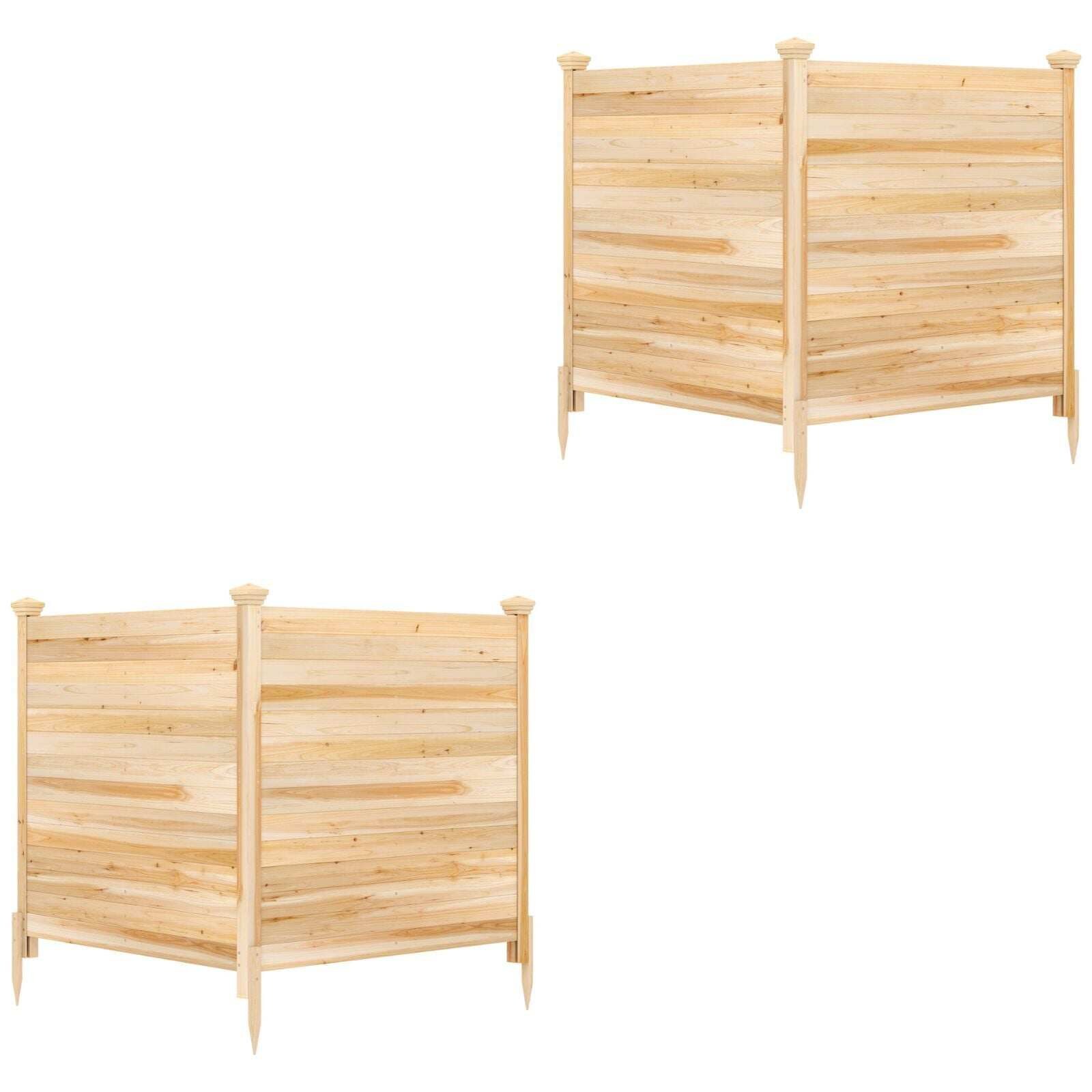 2 privaatsust tagava aiapaneeli komplekt, 119 x 119 cm, kuusepuidust aiapiire, 3 postiga puidust välistingimustes kasutatav aed, naturaalne