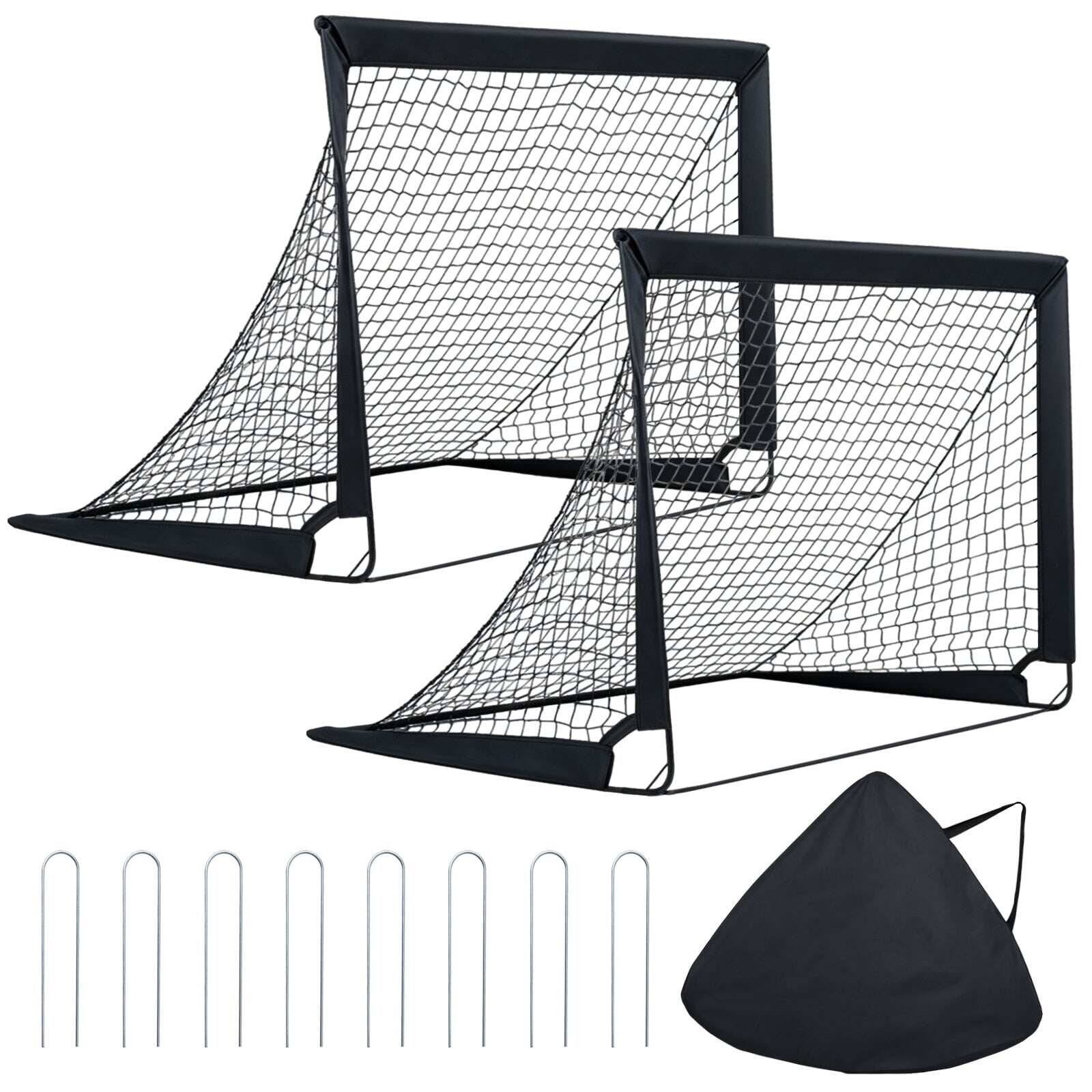 120 x 92 cm komplekt 2 hüpikjalgpallivõrku koos kandekotiga ja 8 maavaiaga