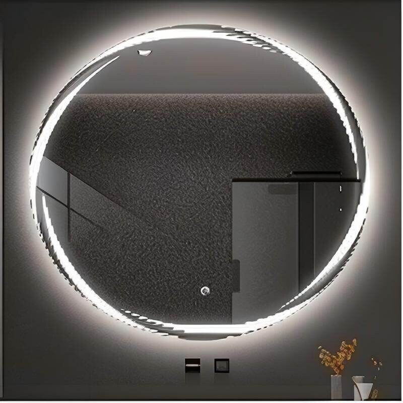 Valgustatud vannitoapeegel, 50 cm ümmargune LED-vannitoapeegel, hämardatav 3 valgusvärviga