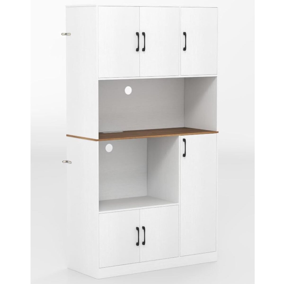 180 cm kõrge sahvrikapp pistikupesaga, eraldiseisev buffet, mikrolaineahju alus, valge