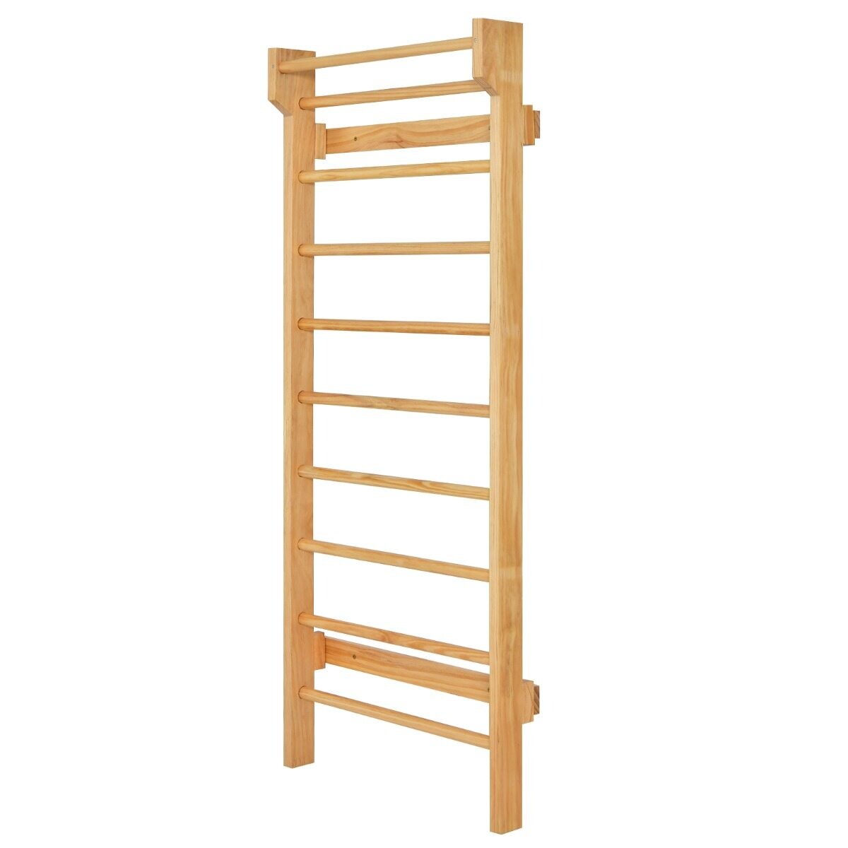 Võimlemisseina kangi kandevõime 150 kg, kangi läbimõõt 3,3 cm, männipuidust, 195 x 80 x 14 cm, naturaalne