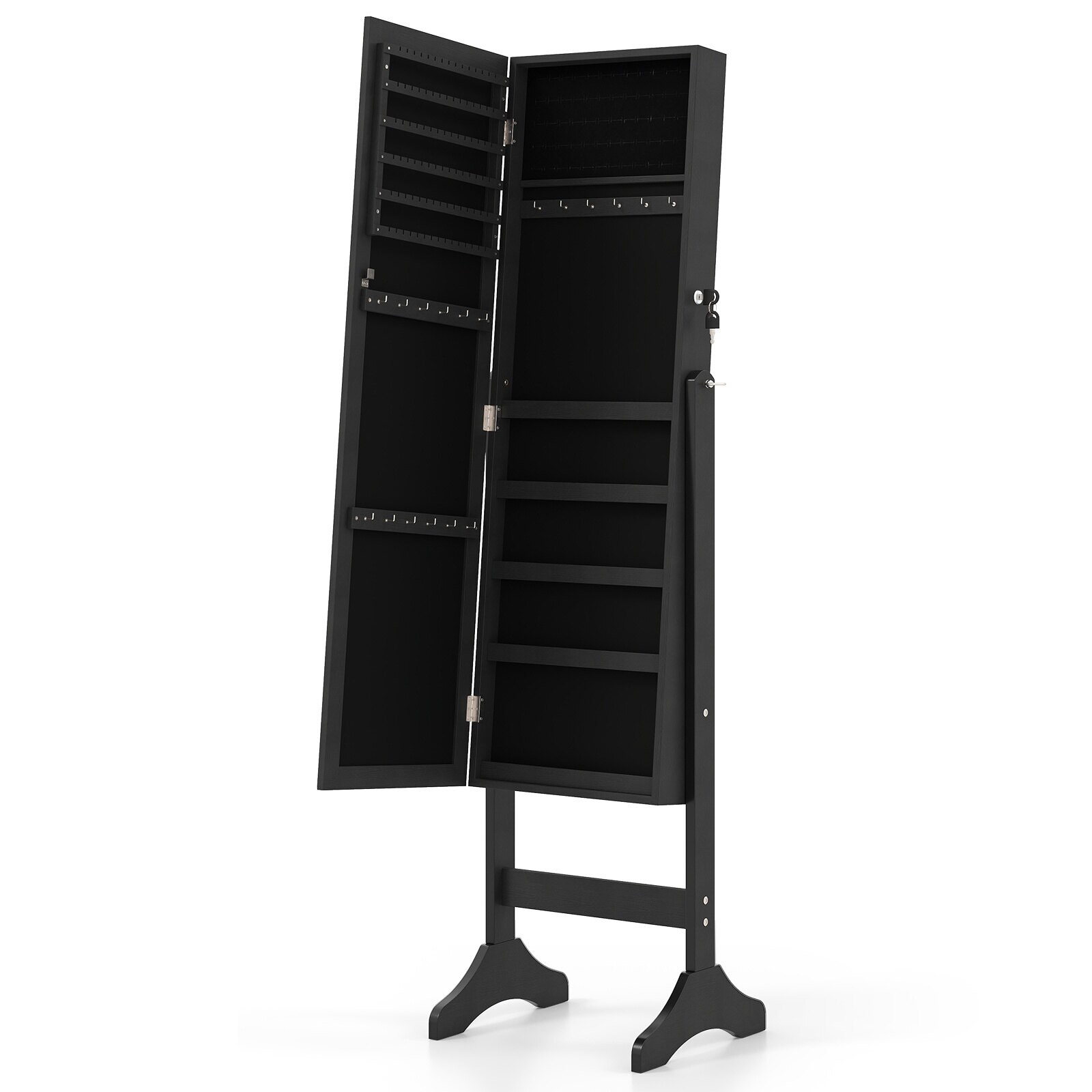 Ehtekapp, lukustatav peegliga kapp täispikkuses peegliga, 40 x 36 x 156 cm, must