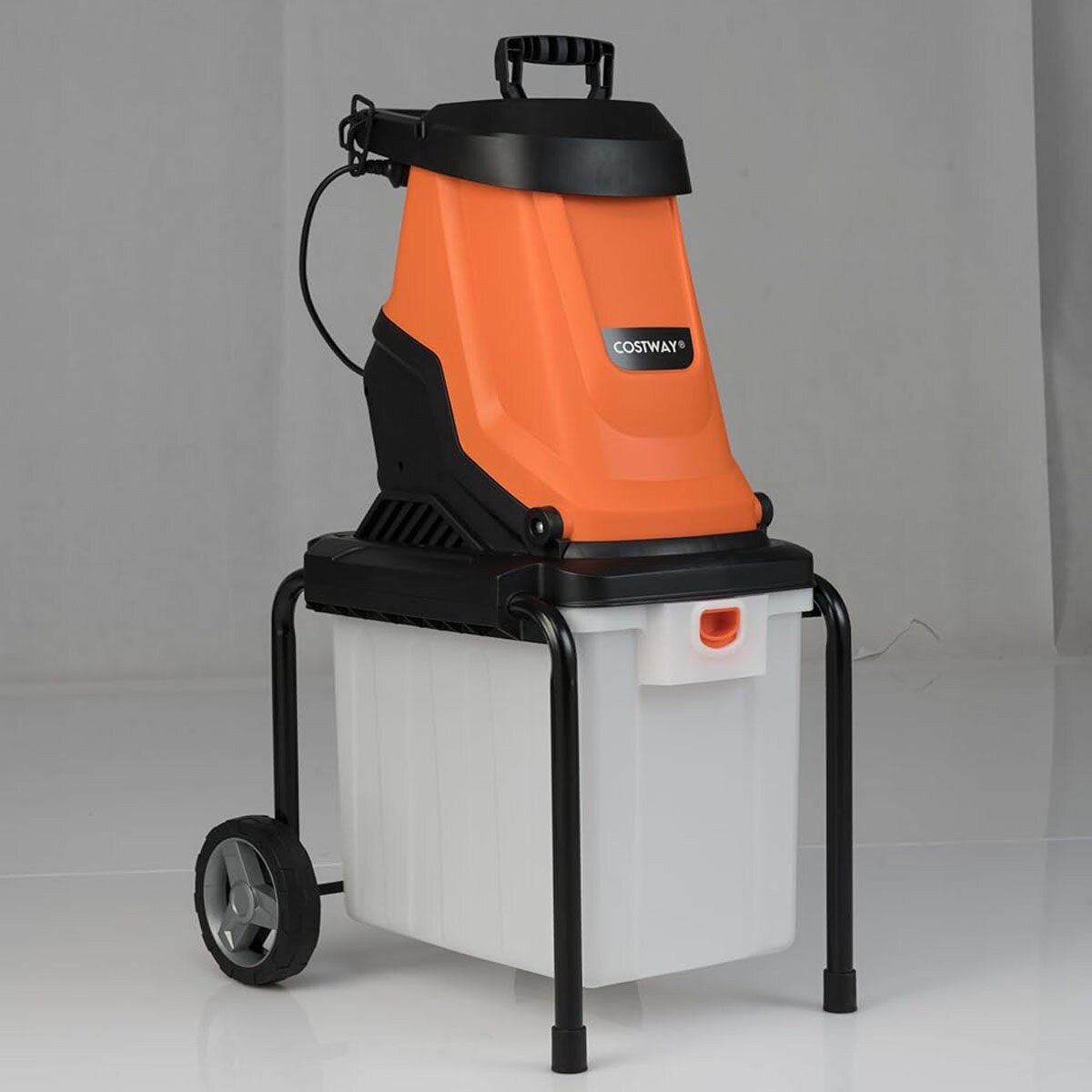 Elektriline puiduhakkur-aiapurustaja 2800W 50-liitrise kogumiskastiga, 45 mm lõikediameeter, oranž