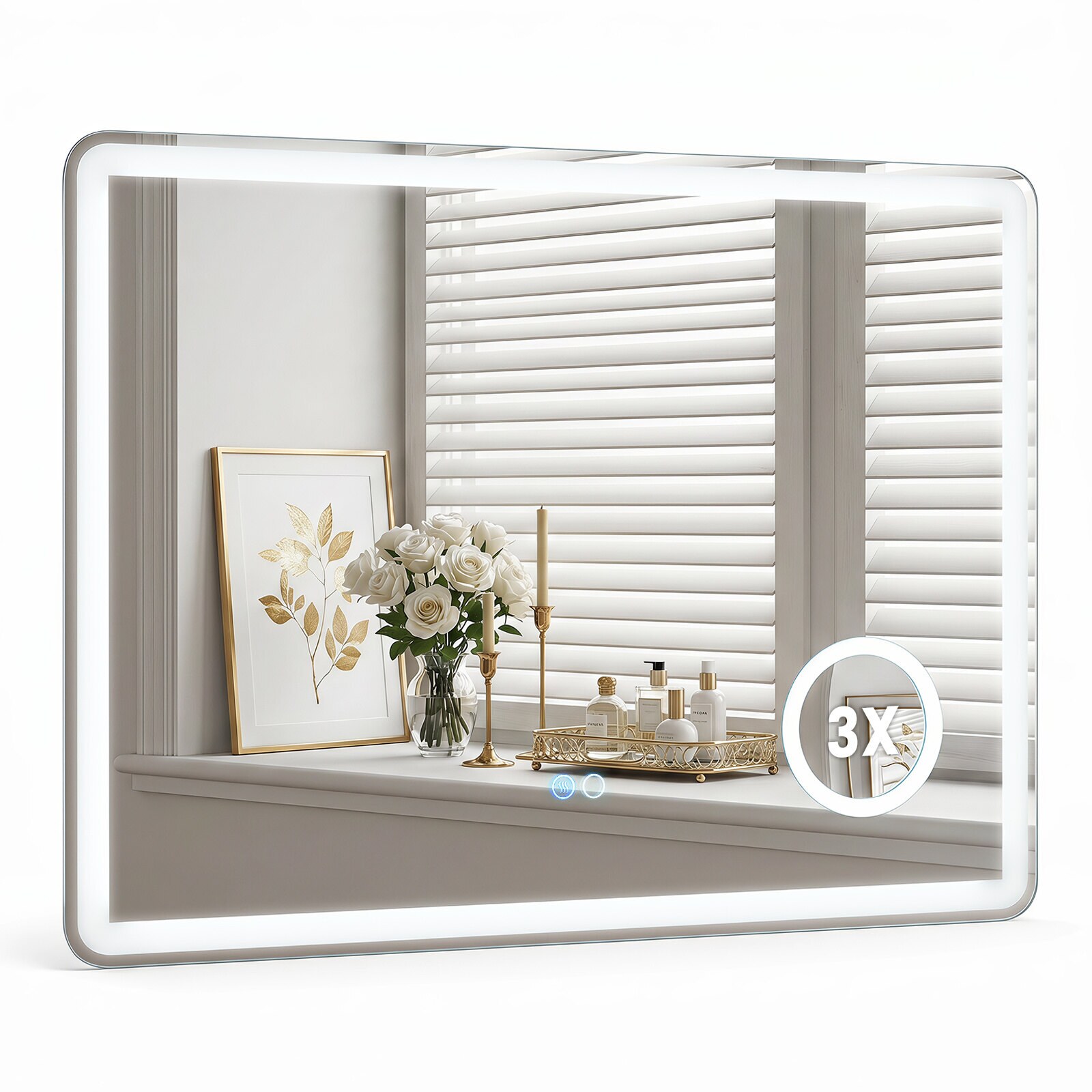 LED-valgustusega vannitoapeegel ja integreeritud 3-kordse suurendusega peegel 80 x 60 cm