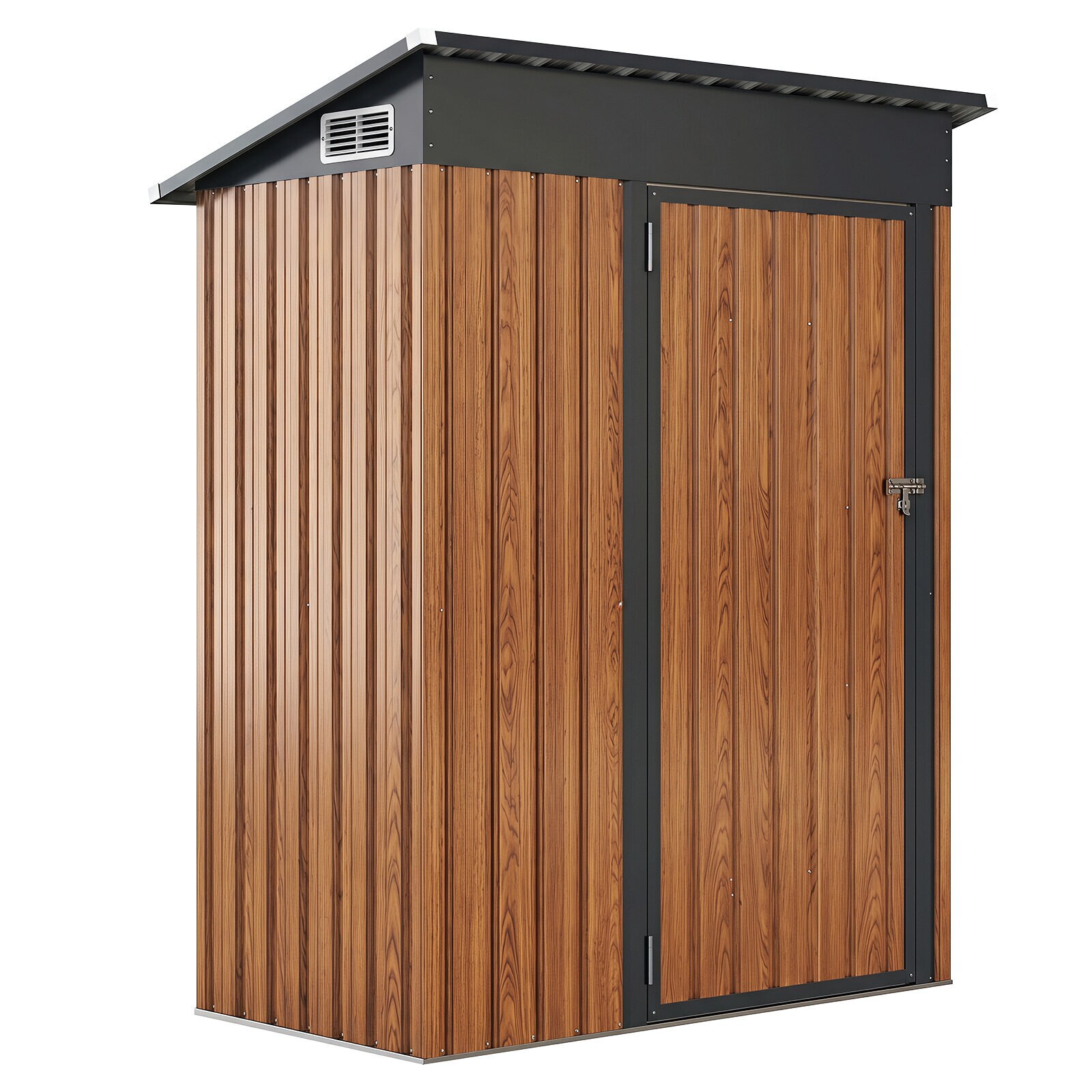 Metallist aiakuur 150 x 90,5 x 185 cm 1,5 m³ tööriistakuur katusealuse katusega, pruun