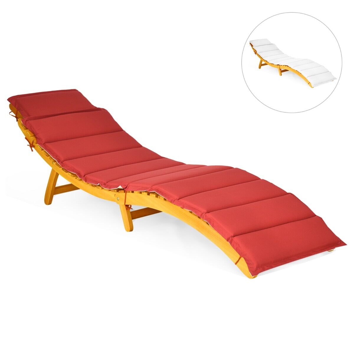Ergonoomiline puidust päevitustool padja ja kokkupandava peatoega, aiatool 190 x 55 x 52 cm