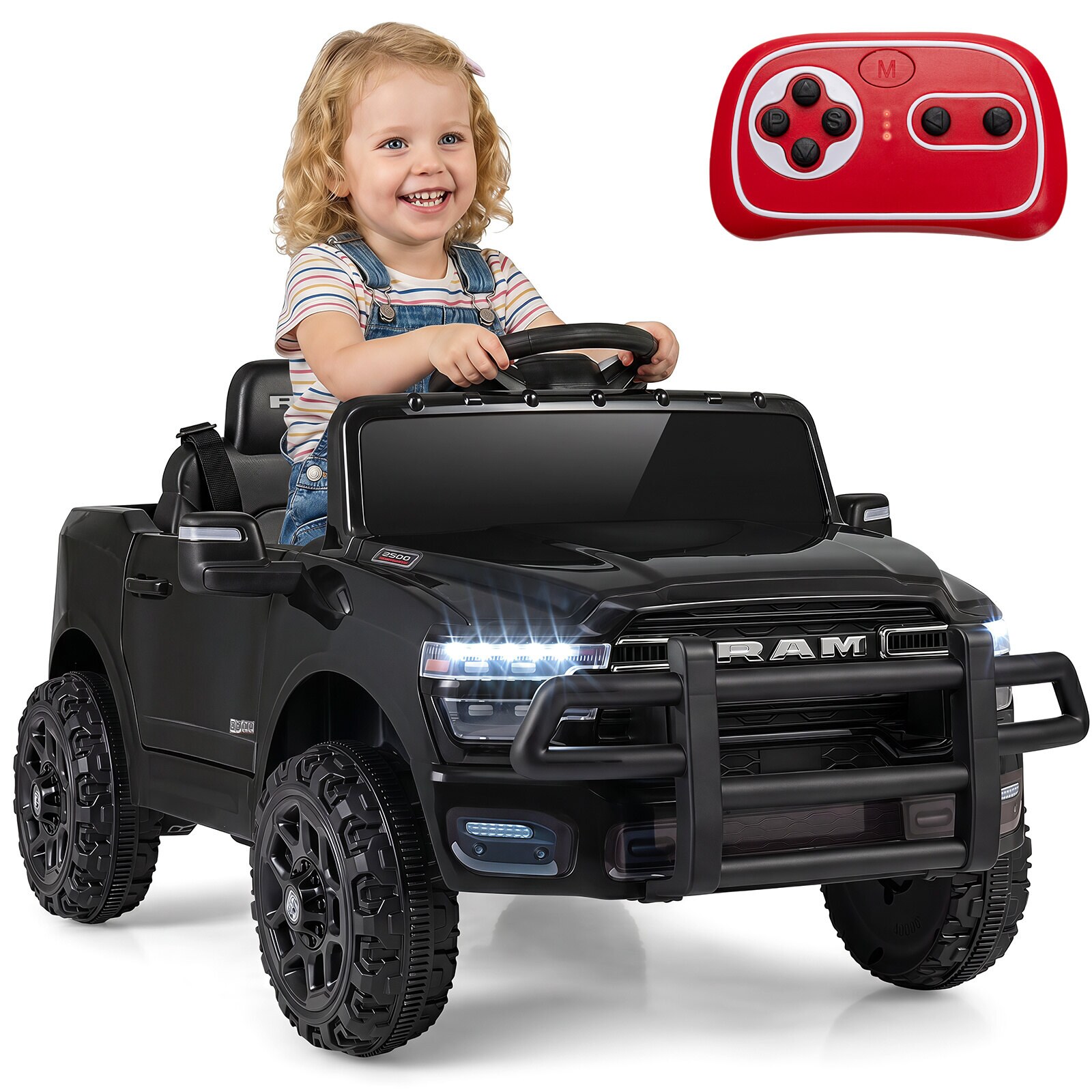 12V laste elektriauto RAM 3500 kahe 25W mootoriga lastele alates 3. eluaastast, 3,1–5 km/h, must