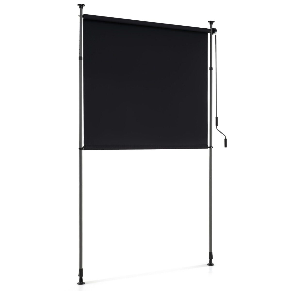 Sissetõmmatav vertikaalne ruloo 150 cm x 220-310 cm Reguleeritava kõrgusega vändatud õueruloo puurimist mittevajav privaatsusvõrk must