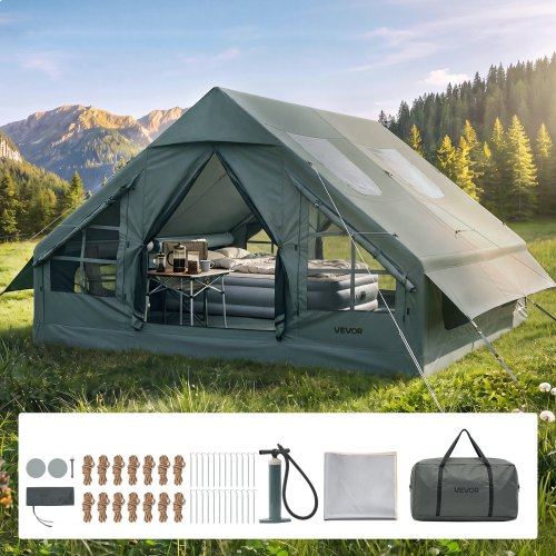 Täispuhutav telk 5-8 inimesele käsipumbaga, perele mõeldud glamping-telk