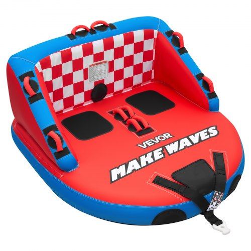 Towable Tubes for Boating, 2-Rider Inflatable Towable Tube for Boat to Pull, 154 kg Capacity Water Sports Boating Tubes - with Full Nylon Cover, Dual Tow Points, Safety Valve & Padded Handles