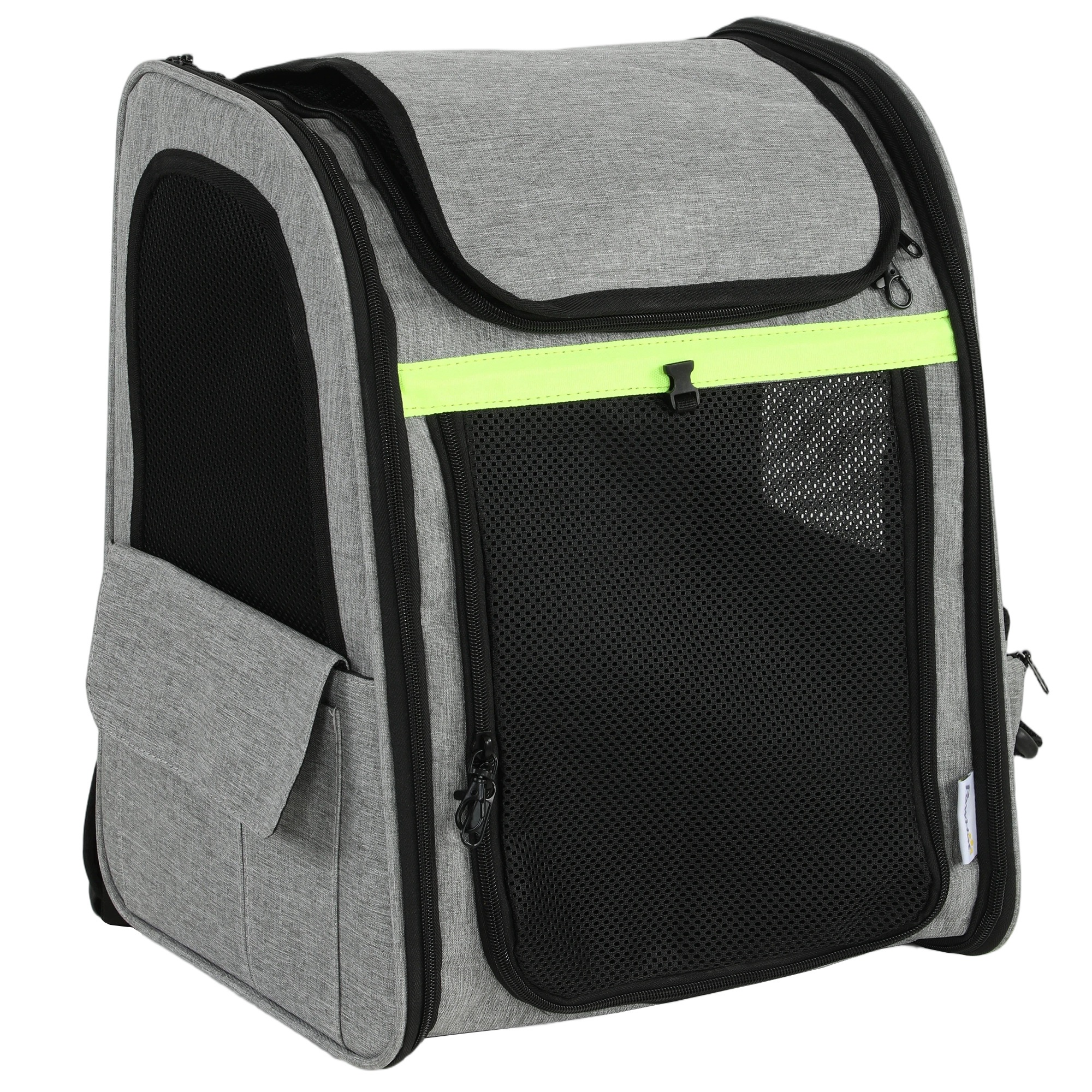 Laiendatav koerapuur, koerte transpordikast 5 tasku ja helkurribaga, koertele kuni 10 kg, 33,5x28x42cm, helehall