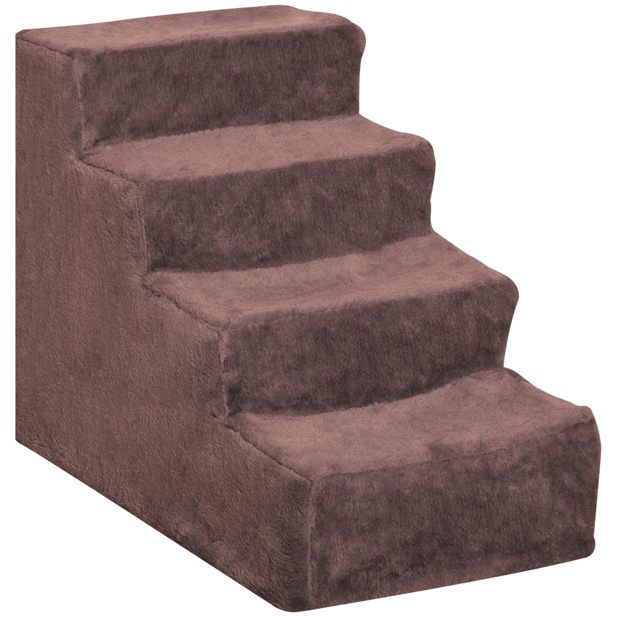 Koeratrepp, 4 astet, eemaldatav kate, väikestele koertele, 44 cm, pruun