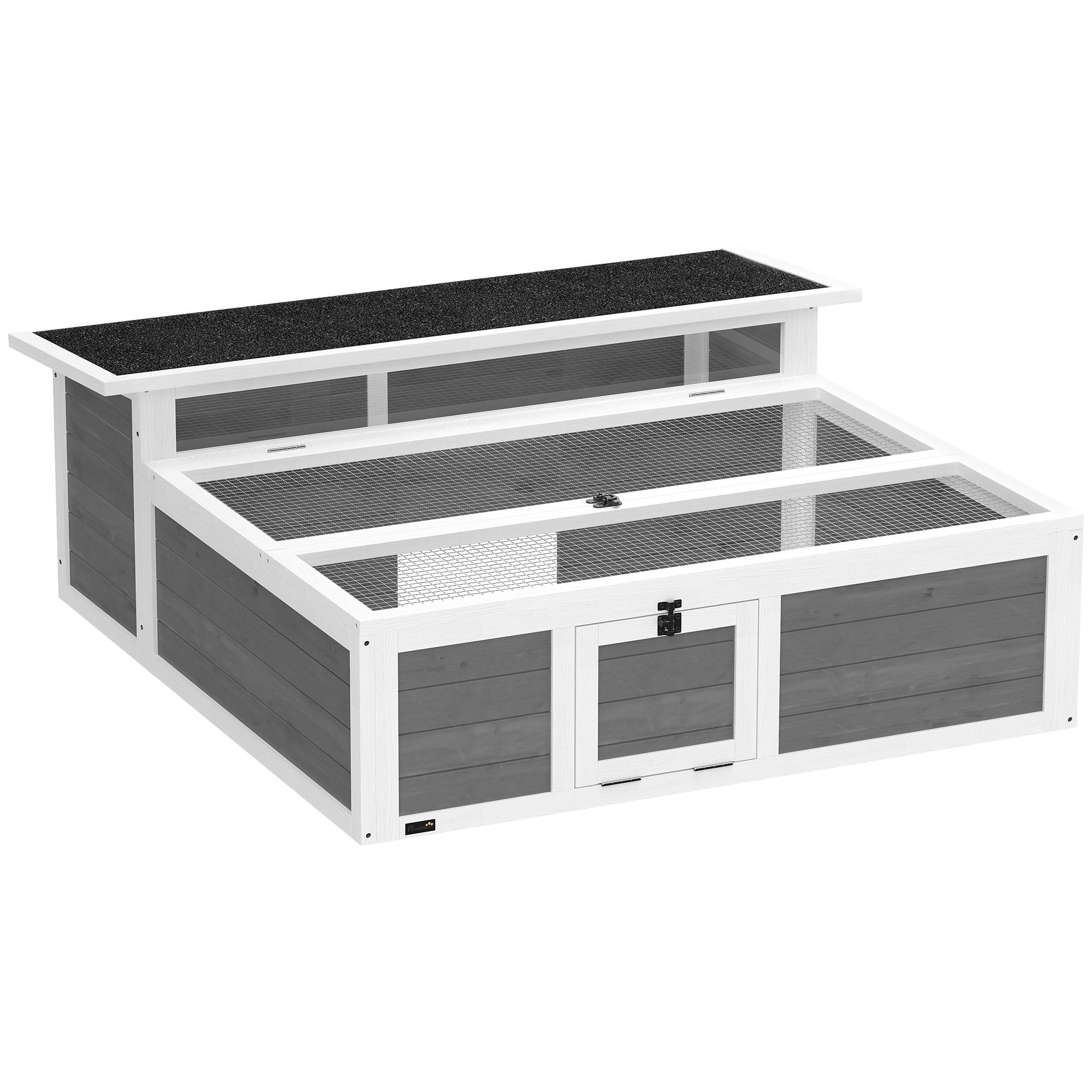 Puidust kilpkonnamaja aediku, vaateakna, avatava pealise ja 2 uksega, 113 × 106,5 × 44,5 cm, tumehall