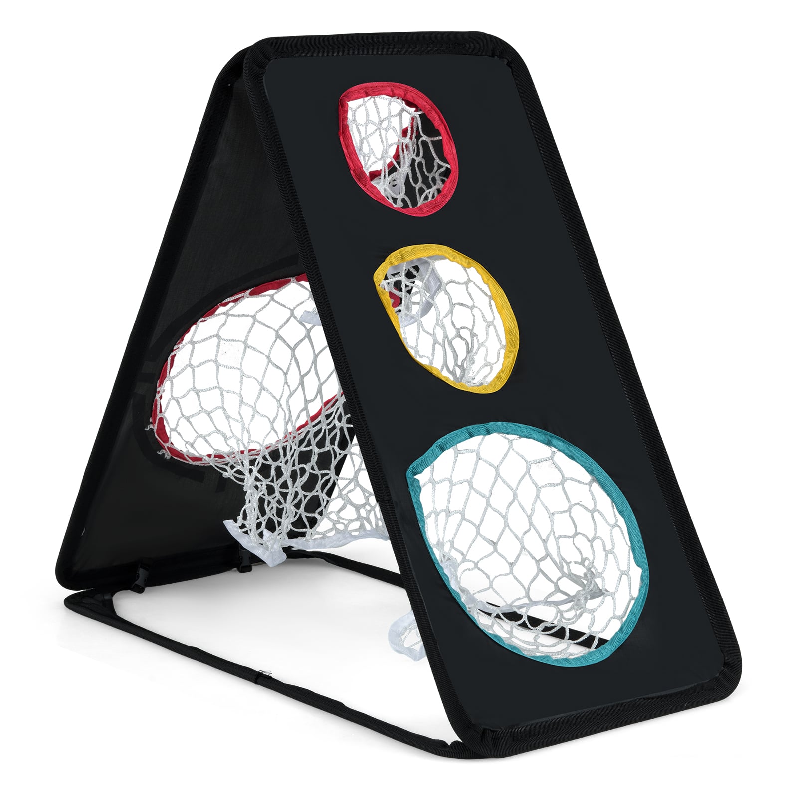 Kahepoolne stabiilse kolmnurkse raamiga golfi harjutusvõrk 5 sihtavaga tugevast Oxfordi kangast täpsustreeningu süsteem
