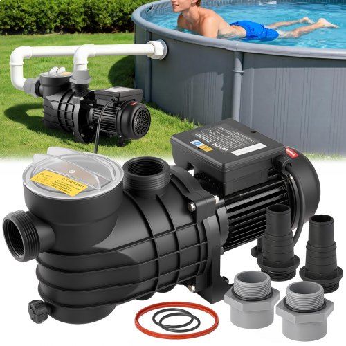 Maapealne basseinipump, 180 W, maksimaalne vooluhulk 10 800 l/h, ühekiiruseline basseinipump, vahelduvvool 220-240 V, 2850 p/min, maksimaalne tõstekõrgus 8 m, filtrikorvi ja kaanega, maapealsete basseinide, mullivannide ja spaade jaoks