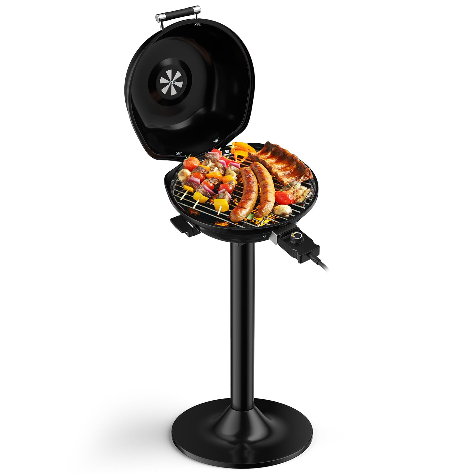Eemaldatava kleepumisvastase grillresti ja tugeva alusraamiga elektriline BBQ-grill, kaasaskantav püstine elektrikamin-grill, must