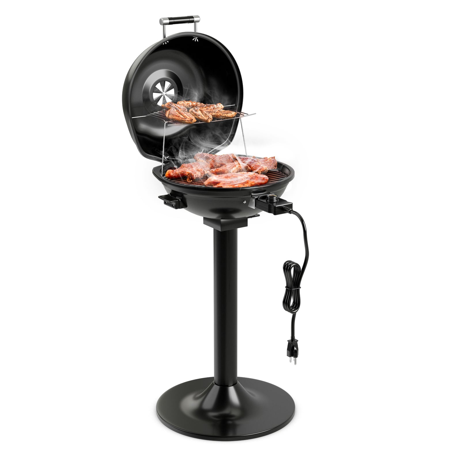 Eemaldatava kleepumisvastase soojendusresti ja tugeva alusraamiga elektriline BBQ-grill, kaasaskantav püstine elektrikamin-grill, must