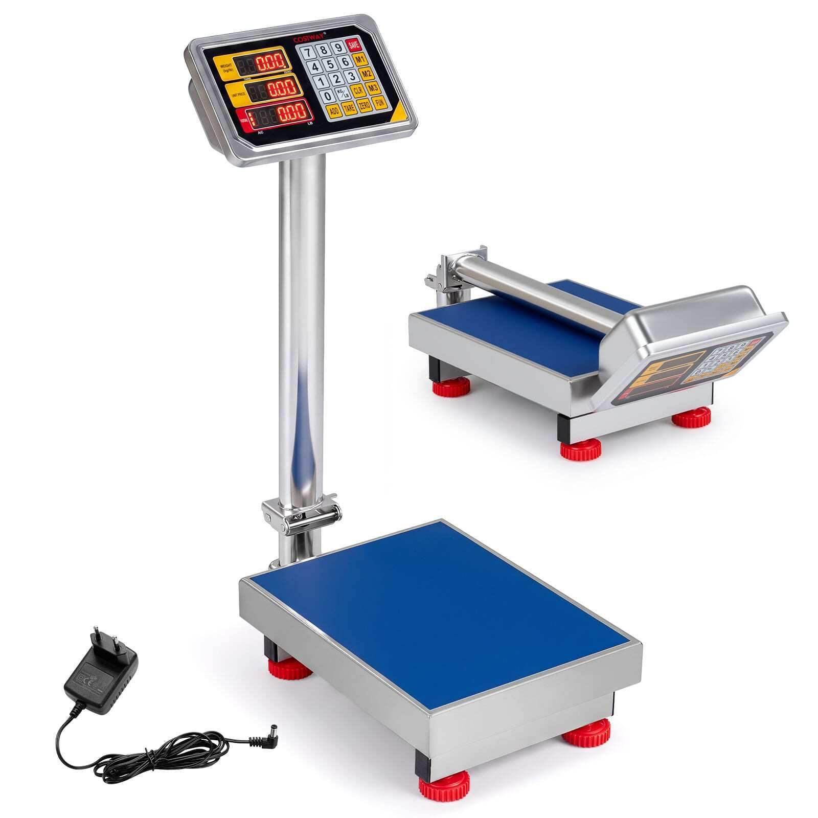 Digitaalne platvormkaal 150 kg pakikaal roostevabast terasest kahekordse toiteallikaga 58 x 30 x 75 cm