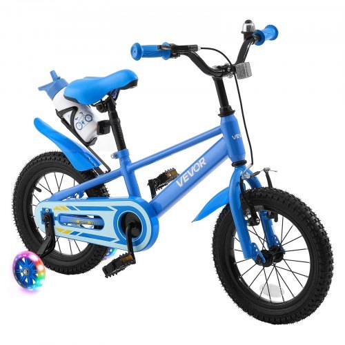 BMX-stiilis laste jalgratas, 14 tolli, abirattad, reguleeritav iste ja juhtraud, esipidur ja tagumine jalgpidur, topsihoidik, kõrgsüsinikterasraam, 3–5 a, sinin