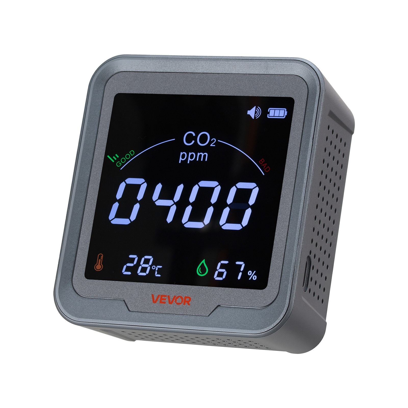 Süsinikdioksiidi monitor, CO2 kontroller temperatuuri ja niiskuse näidikuga