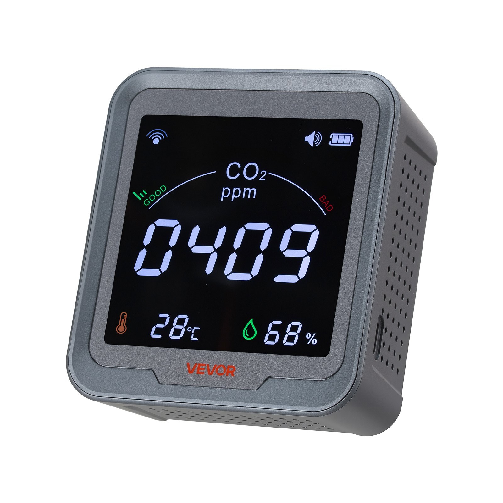 Süsinikdioksiidi monitor, CO2 kontroller temperatuuri ja niiskuse näidikuga