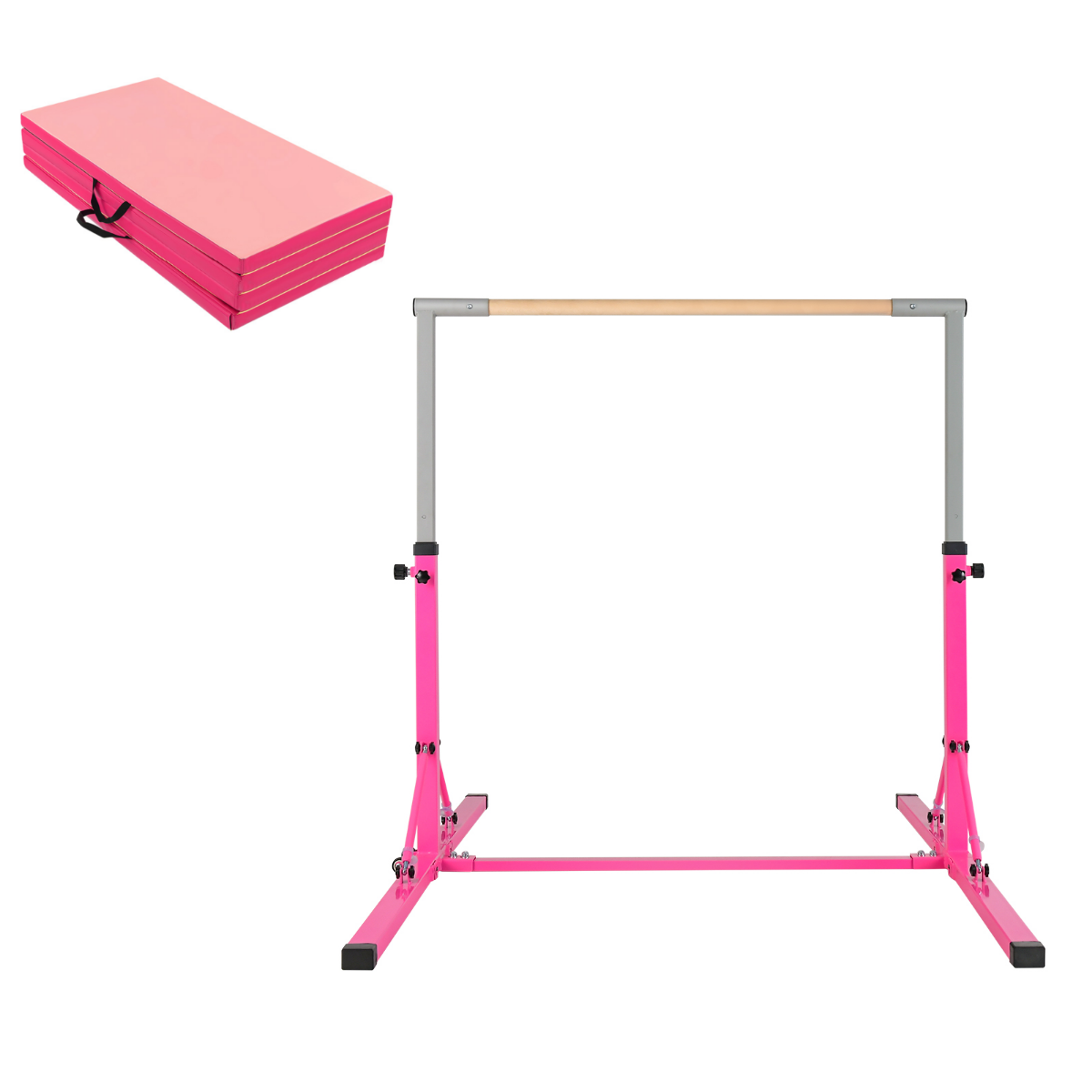 Kokkupandav võimlemislatt lastele, võnkumisvaba kodune treeningvarustus võimlemismatiga, roosa