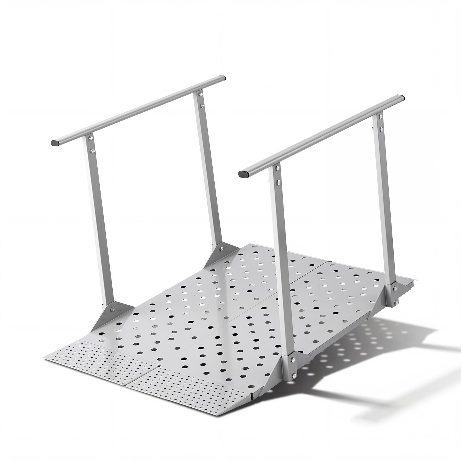 Ratastooli kaldtee käsipuudega, 1140 x 850 mm, vastupidav rauast kaldtee, kandevõime 199,6 kg, libisemiskindlad kaasaskantavad lävepakud kodutreppidele, treppidele, ukseavadele, äärekividele, käimisradadele, tõukeratastele