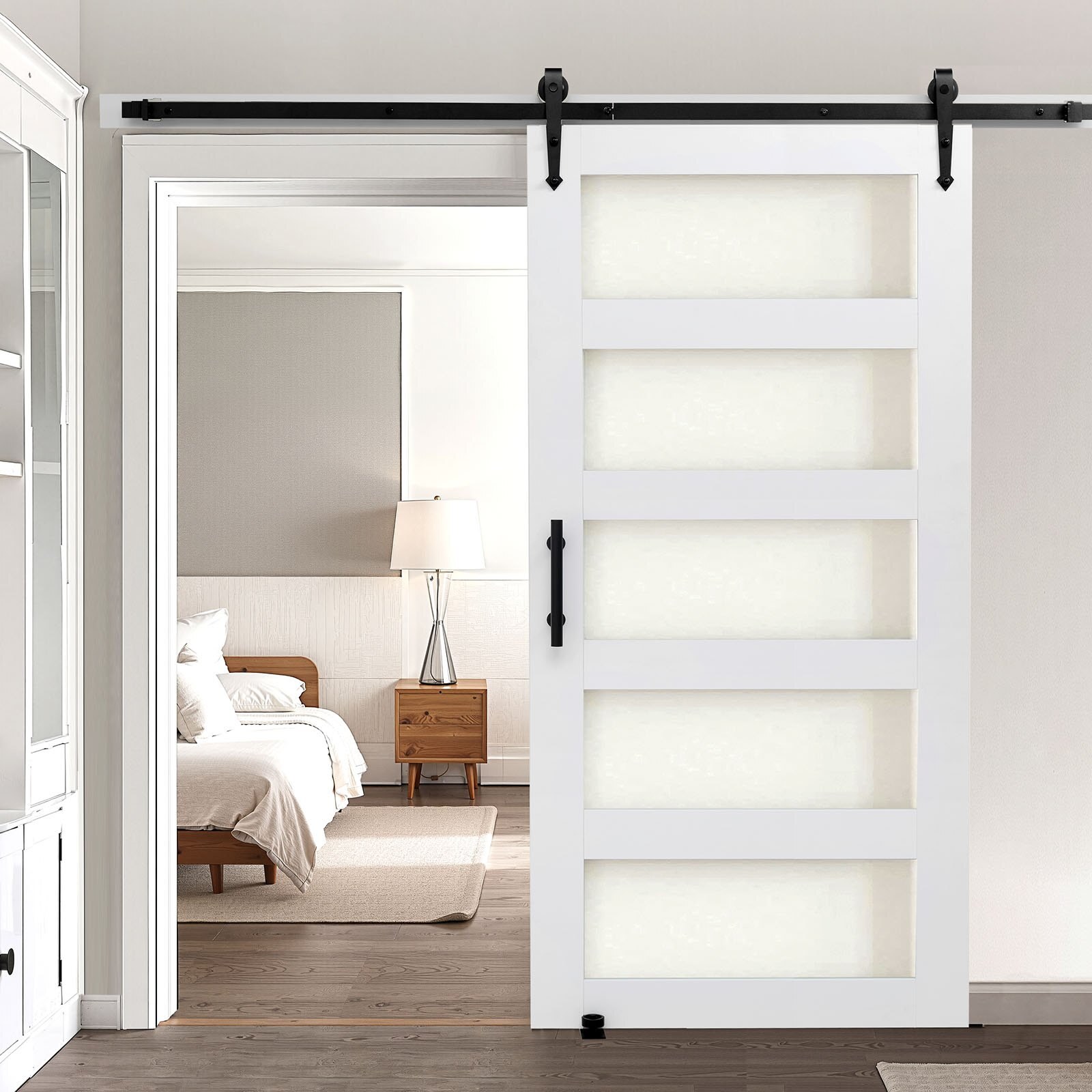 Lükanduks elutuppa, 1067 x 2134 mm, ülitugevast MDF-paneelist ja klaasist