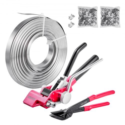 Terasest sidumisrihmade komplekt, 200 metallklambrit