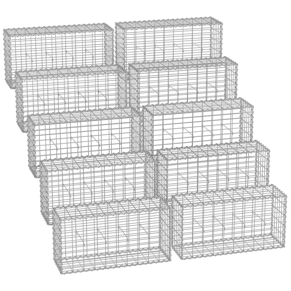 Gabioonkorvid, võrgusilma suurus 5 x 10 cm, 10 tk komplekt, hõbedane