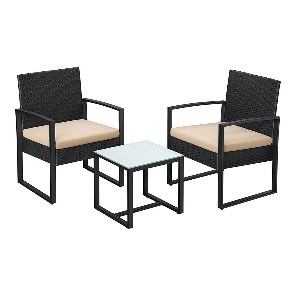 Ilmastikukindel aiamööbli komplekt terrassile ja rõdule: laud ja 2 punutud tooli