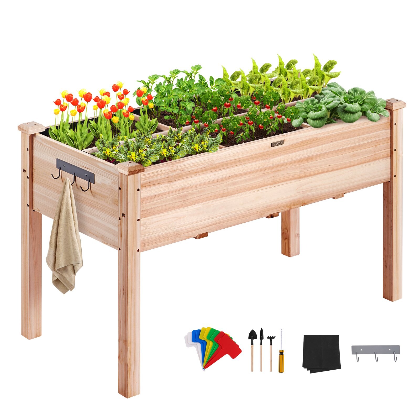 Puidust kõrgpeenar lillekastiga 120 x 58 x 76 cm lill, köögivili