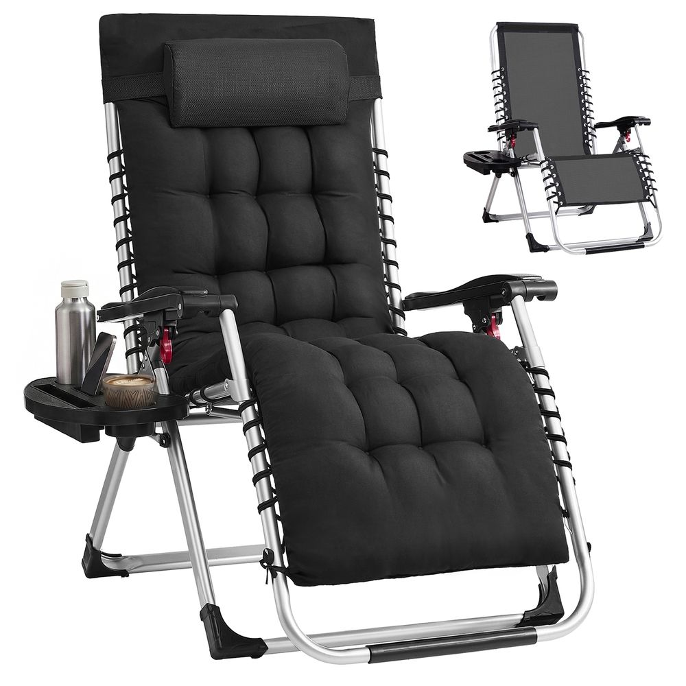 Reguleeritav relax-tool pehme padja, tarvikute aluse ja küljetaskuga (Must, kuni 110 kg)