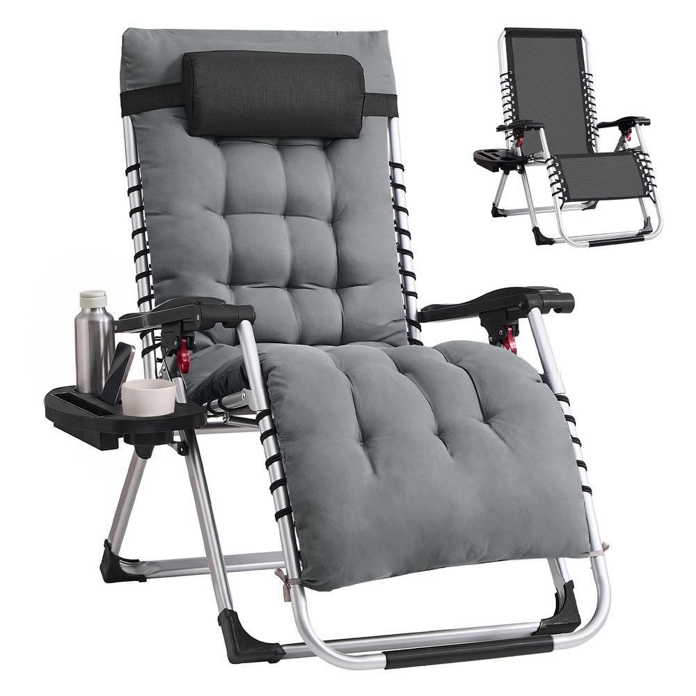  Reguleeritav relax-tool pehme padja, tarvikute aluse ja küljetaskuga (Tumehall, kuni 110 kg)