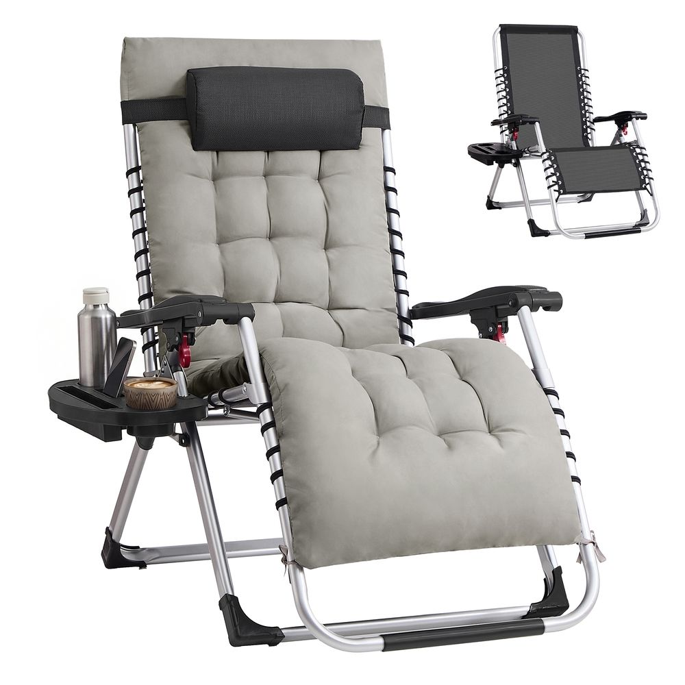 Reguleeritav relax-tool pehme padja, tarvikute aluse ja küljetaskuga (Helehall, kuni 110 kg)