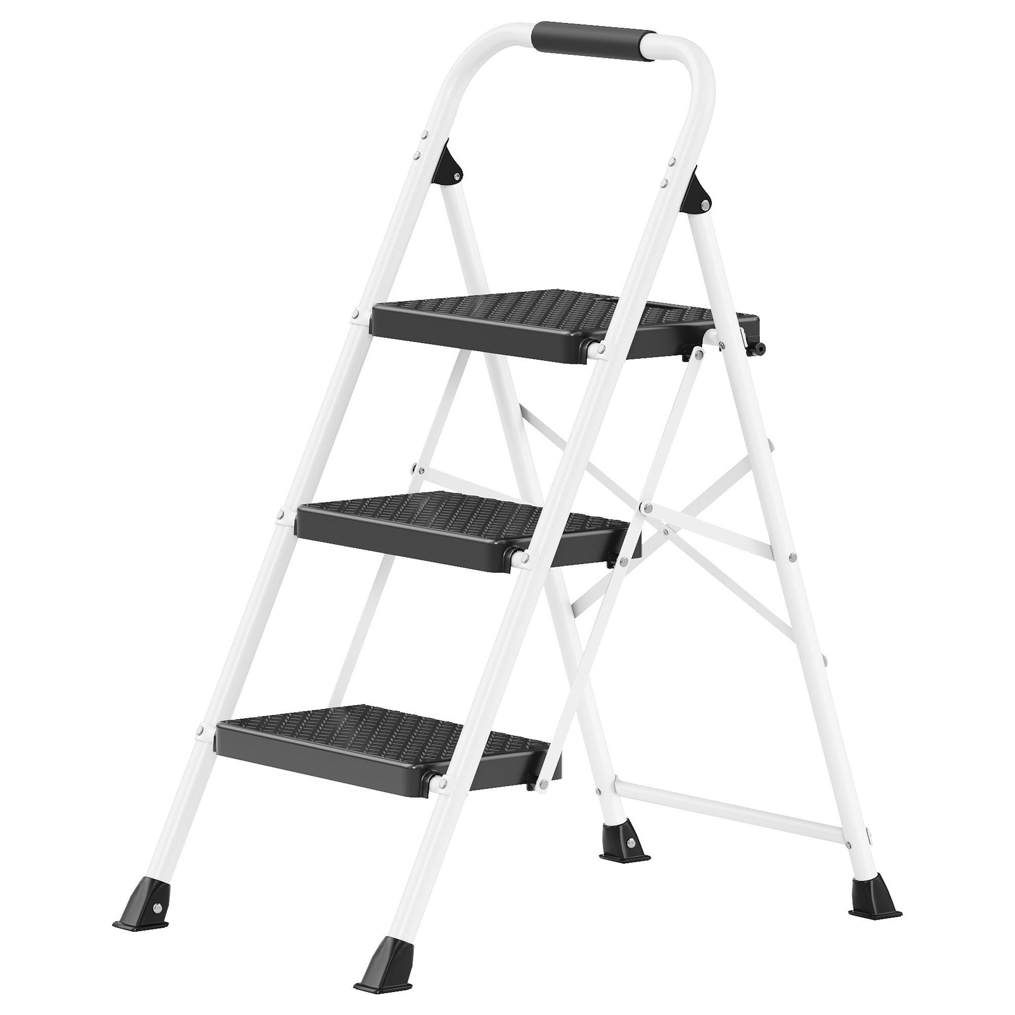 Kokkupandav astmeredel, terasest, 150 kg, valge