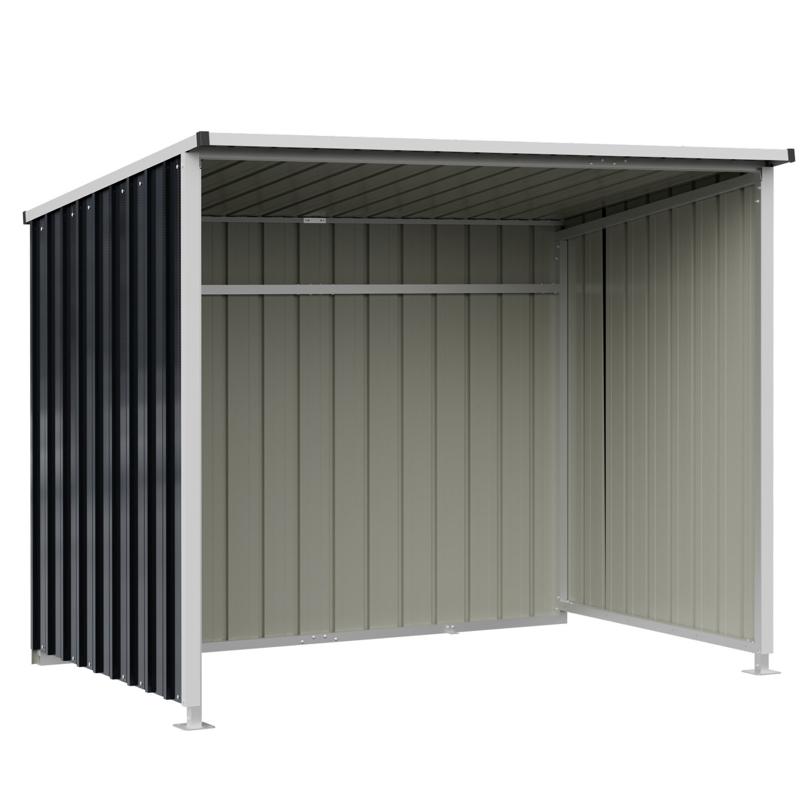 Metallist aiakuur tugevdavate risttugedega, 2,5 m², 204 x 120 x 159 cm, hall