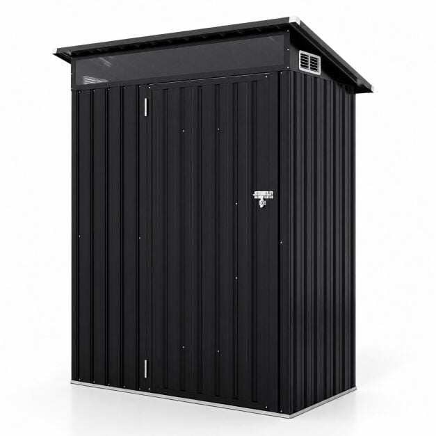 150 x 89 x 185 cm õueala kuur lukustatava ukse ja kaldus katusega – tumehall