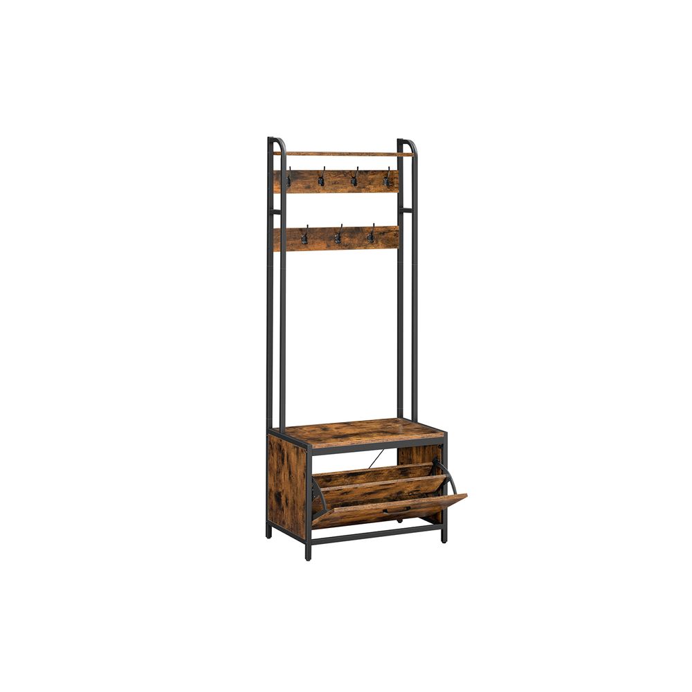 Riietehoidja kingakapiga 40 x 65 x 170 cm vintage pruun-must